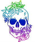 Floral Skull (Transparent Rainbow Sticker)